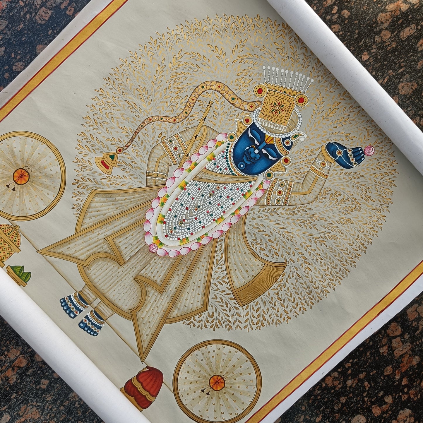 Shrinathji Tree Of Life In Gold And White