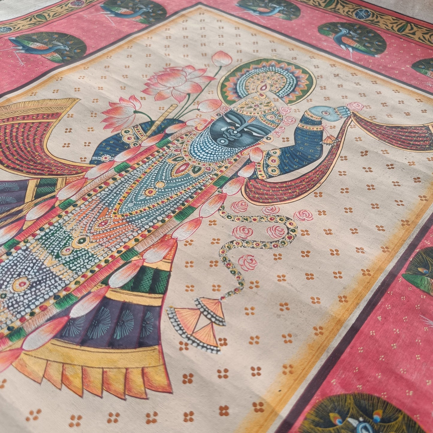 Shrinathji Shringar Pichwai With Peacocks Border