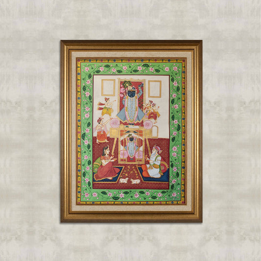 Shrinathji Janmashtami Pichwai | 3x4 ft | Hand-Painted on Cloth