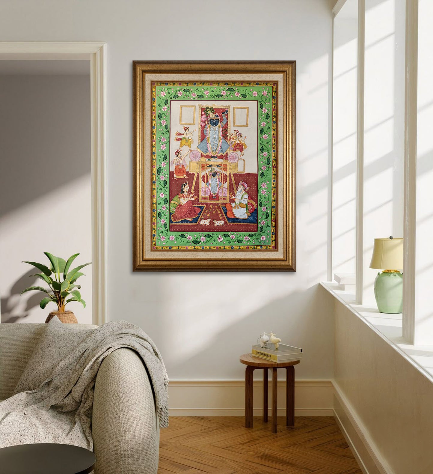Shrinathji Janmashtami Pichwai | 3x4 ft | Hand-Painted on Cloth