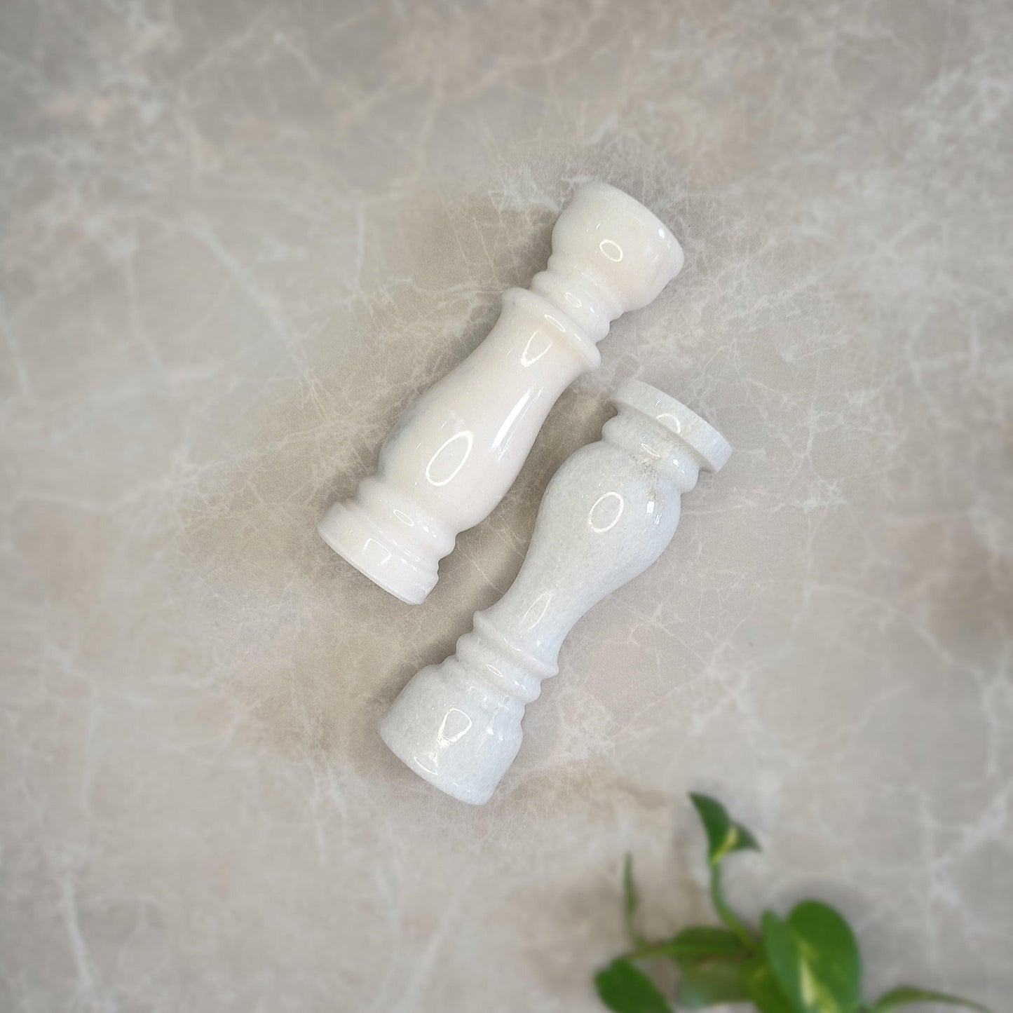 Marble Pillar Candle Holder Set - Large - Artisanal India
