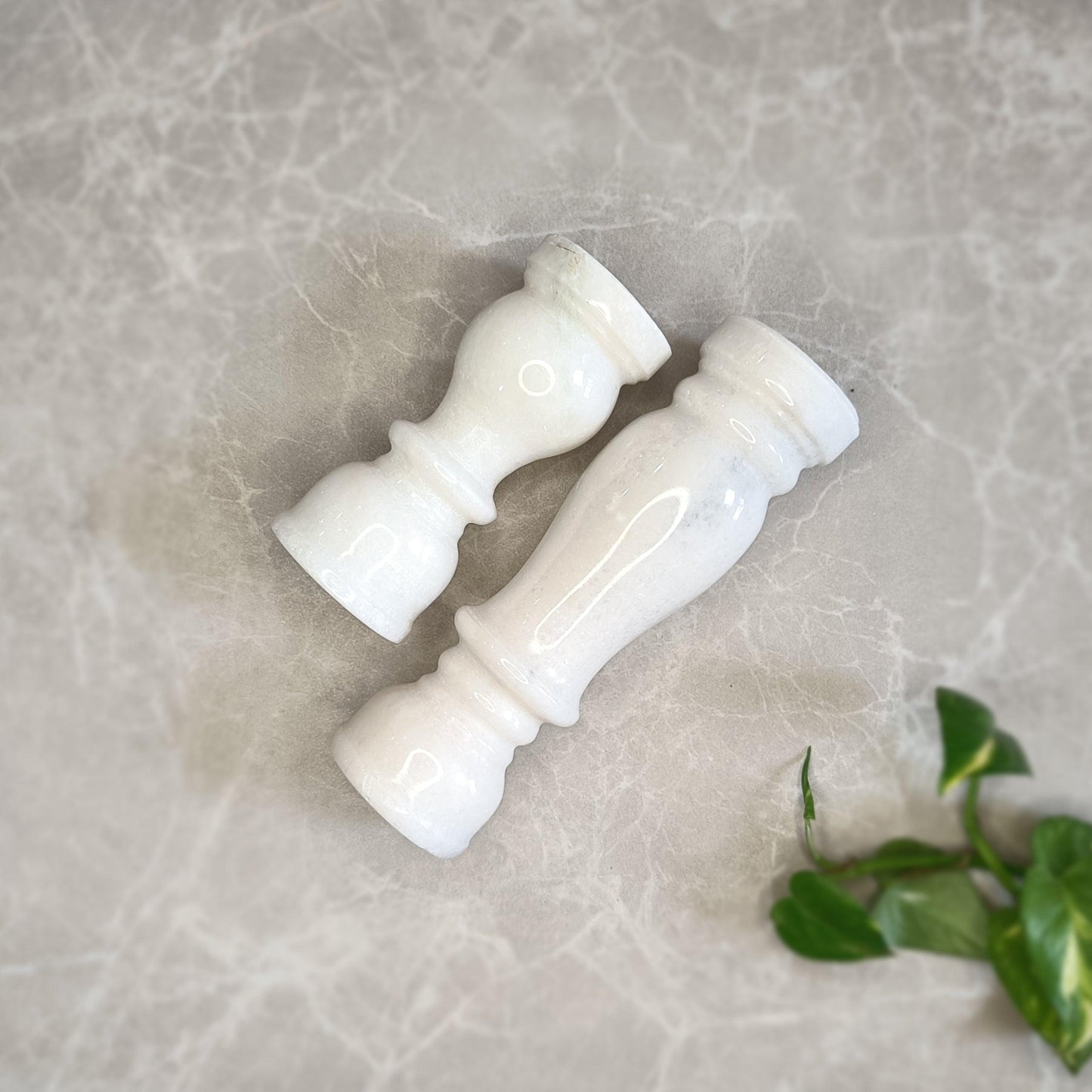 Marble Pillar Candle Holder (Small + Large) - Artisanal India