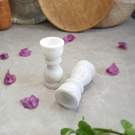Marble Pillar Candle Holder Set - Small - Artisanal India