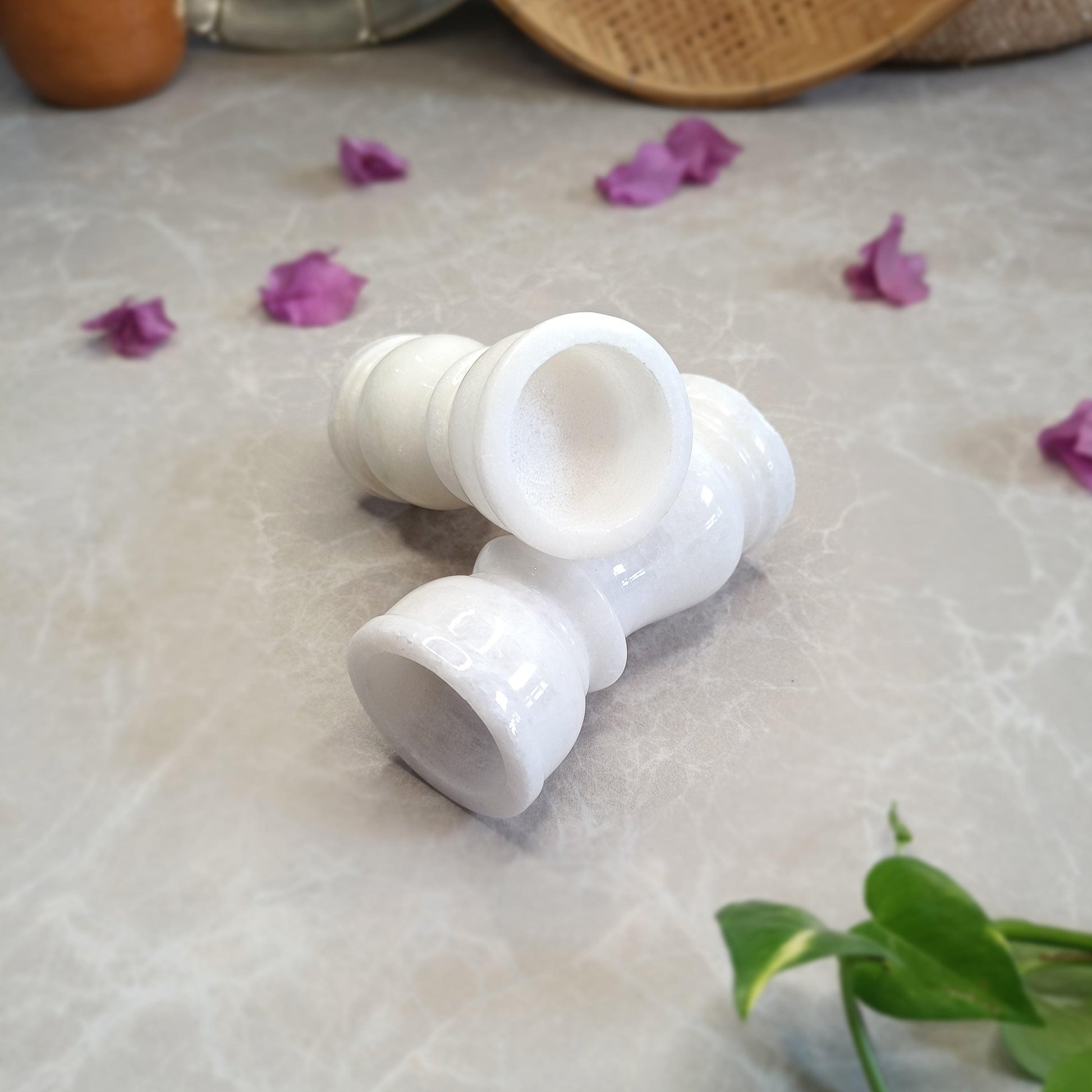 Marble Pillar Candle Holder Set - Small - Artisanal India