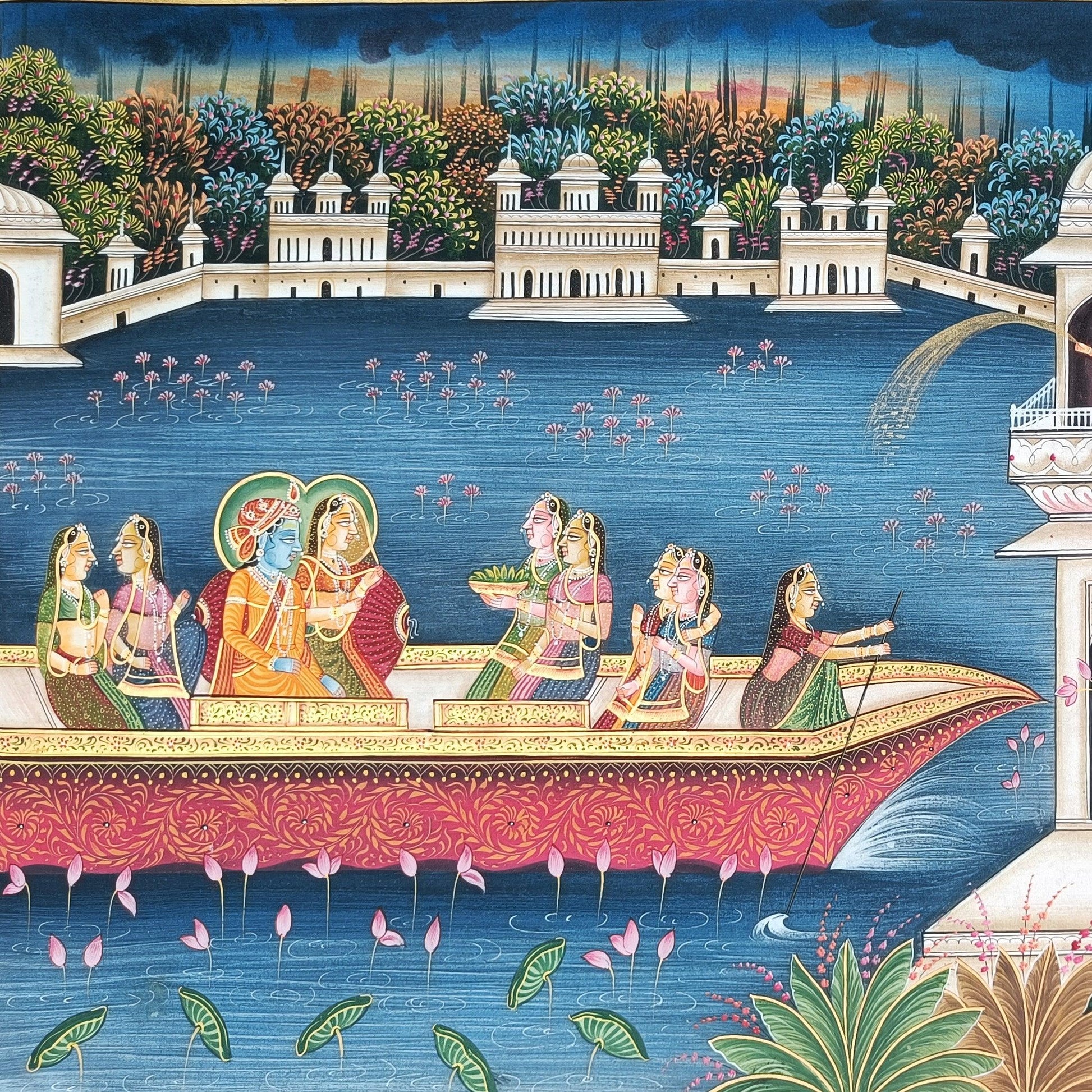 Radha Krishna Nauka Vihar Pichwai - Artisanal India