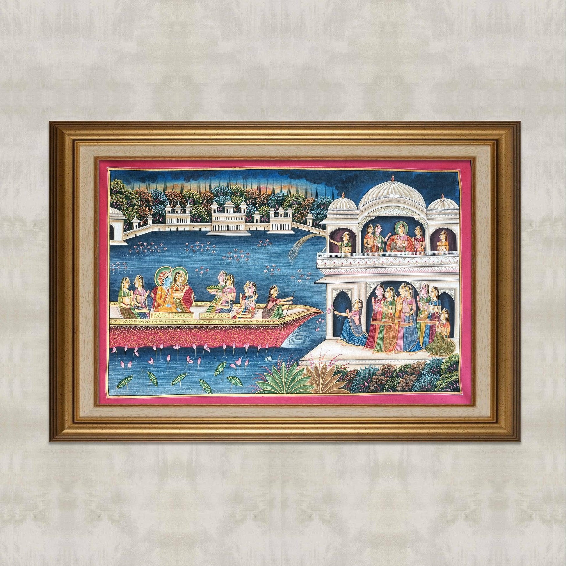 Radha Krishna Nauka Vihar Pichwai - Artisanal India