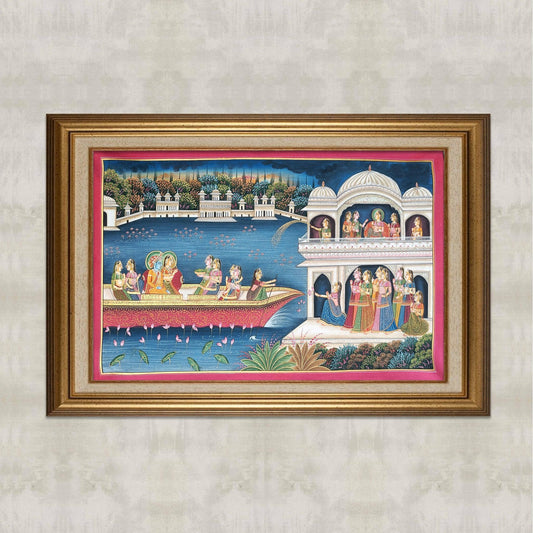 Radha Krishna Nauka Vihar Pichwai - Artisanal India