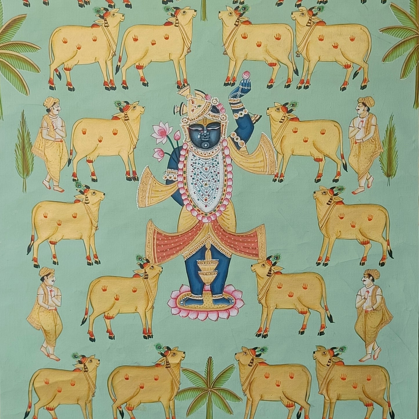 Shrinathji with Golden Cows Pichwai - 3x4 ft
