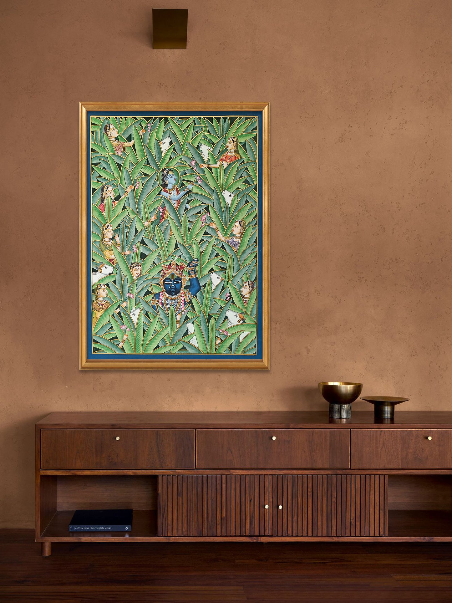 Krishna Amidst the Forest – Hand-Painted Pichwai on Cloth (2×3 ft)