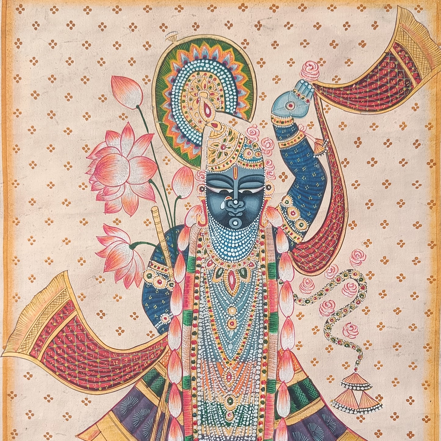 Shrinathji Shringar Pichwai With Peacocks Border