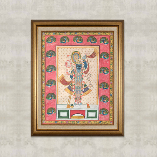 Shrinathji Shringar Pichwai With Peacocks Border