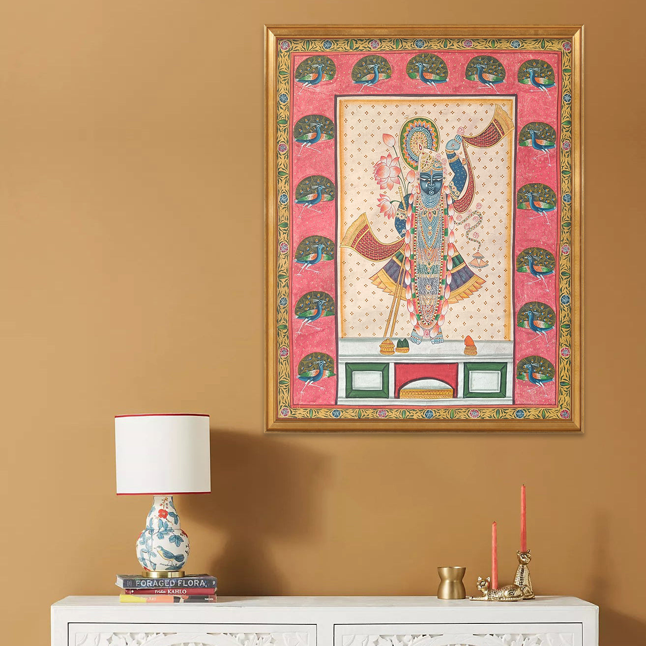Shrinathji Shringar Pichwai With Peacocks Border