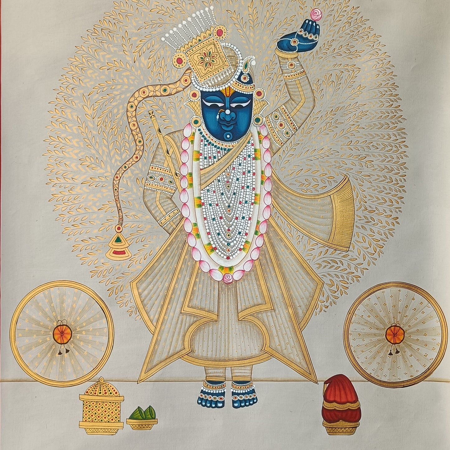 Shrinathji Tree Of Life In Gold And White
