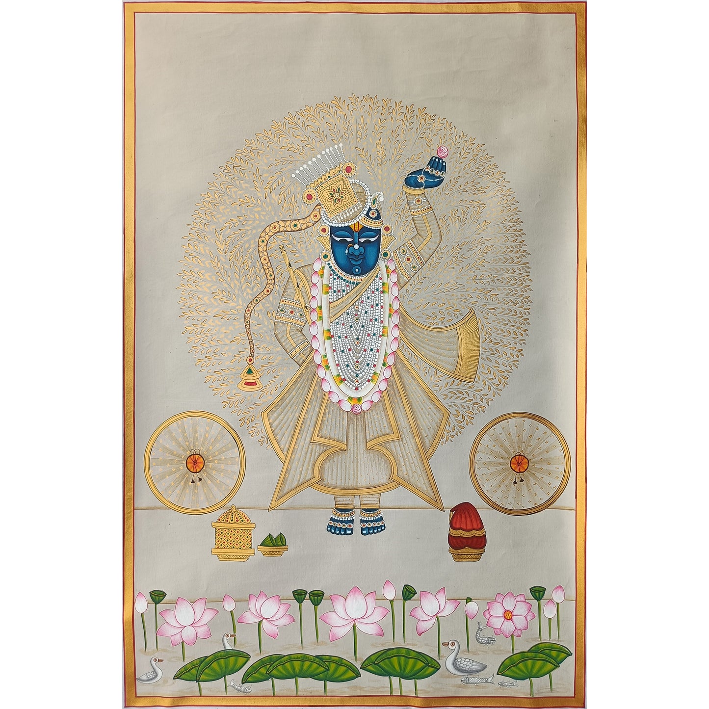 Shrinathji Tree Of Life In Gold And White