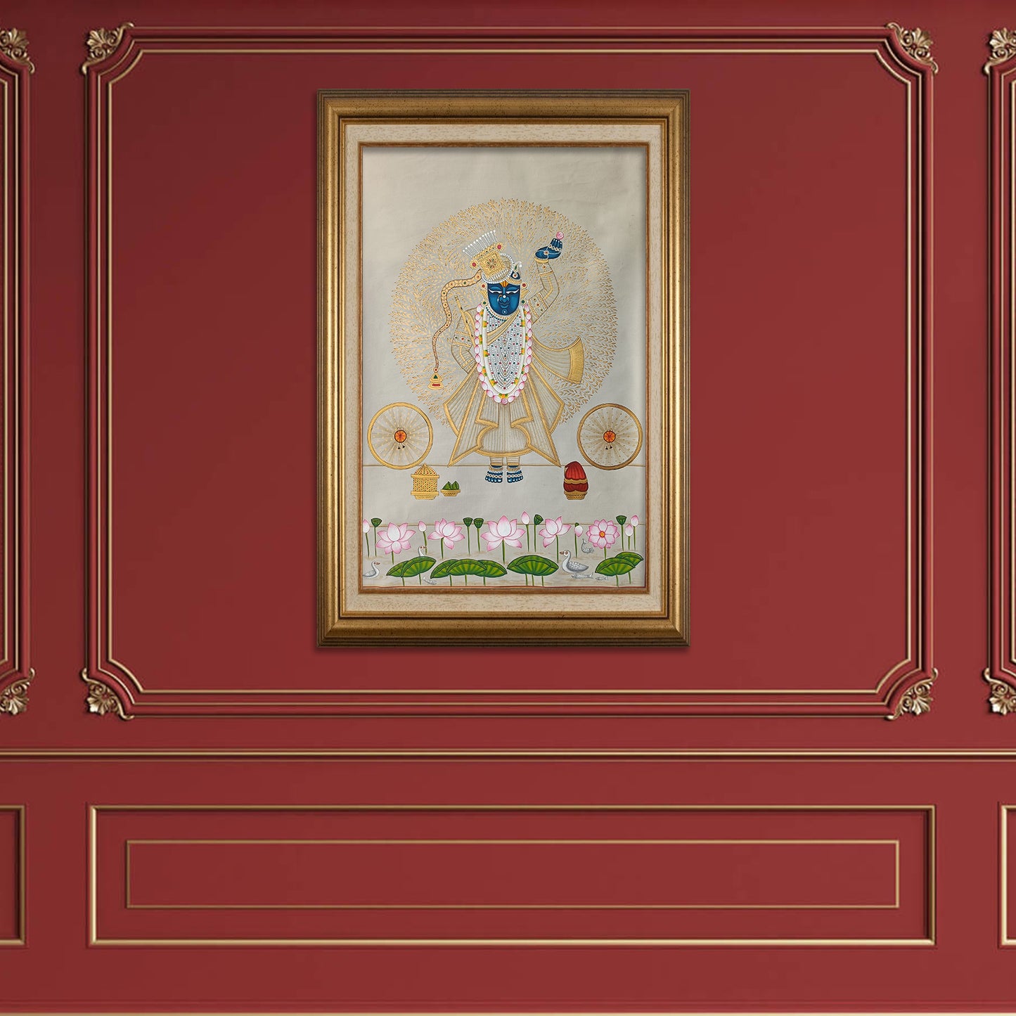 Shrinathji Tree Of Life In Gold And White