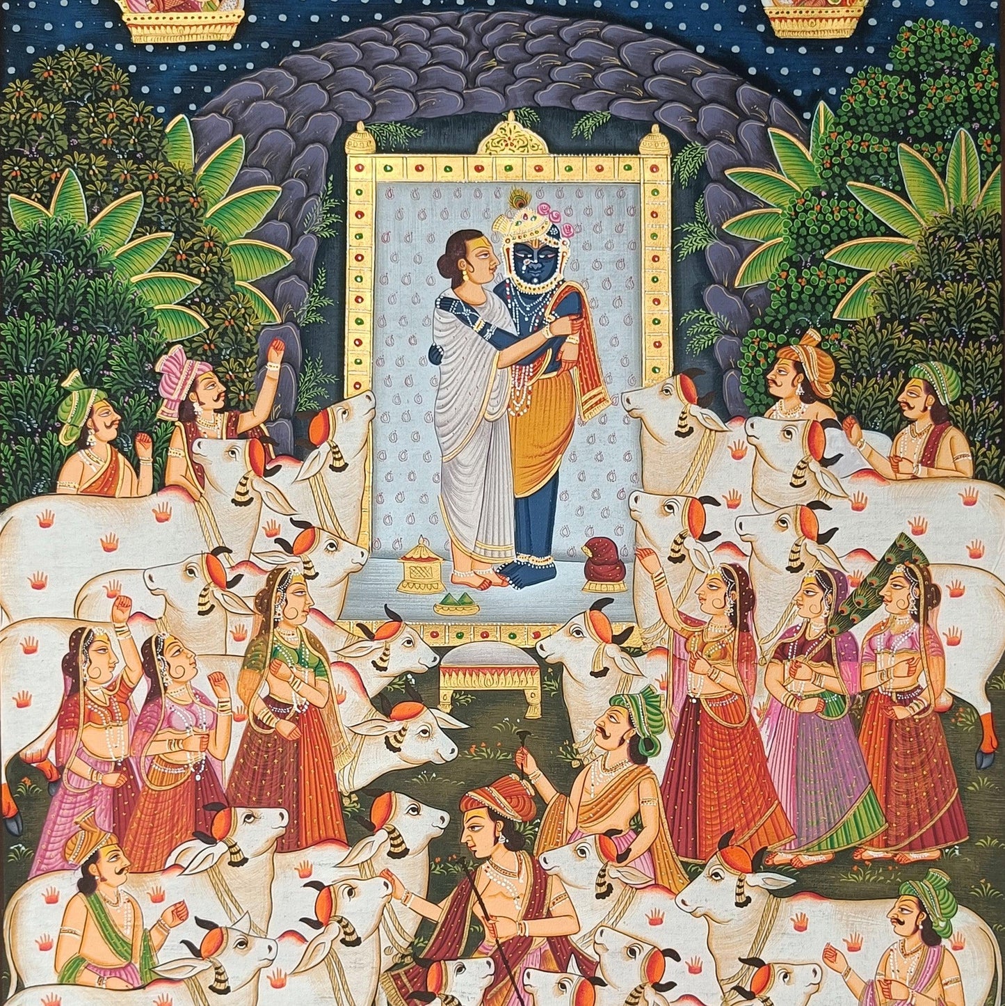 Shrinathji And Vallabhacharyaji Pichwai - Artisanal India
