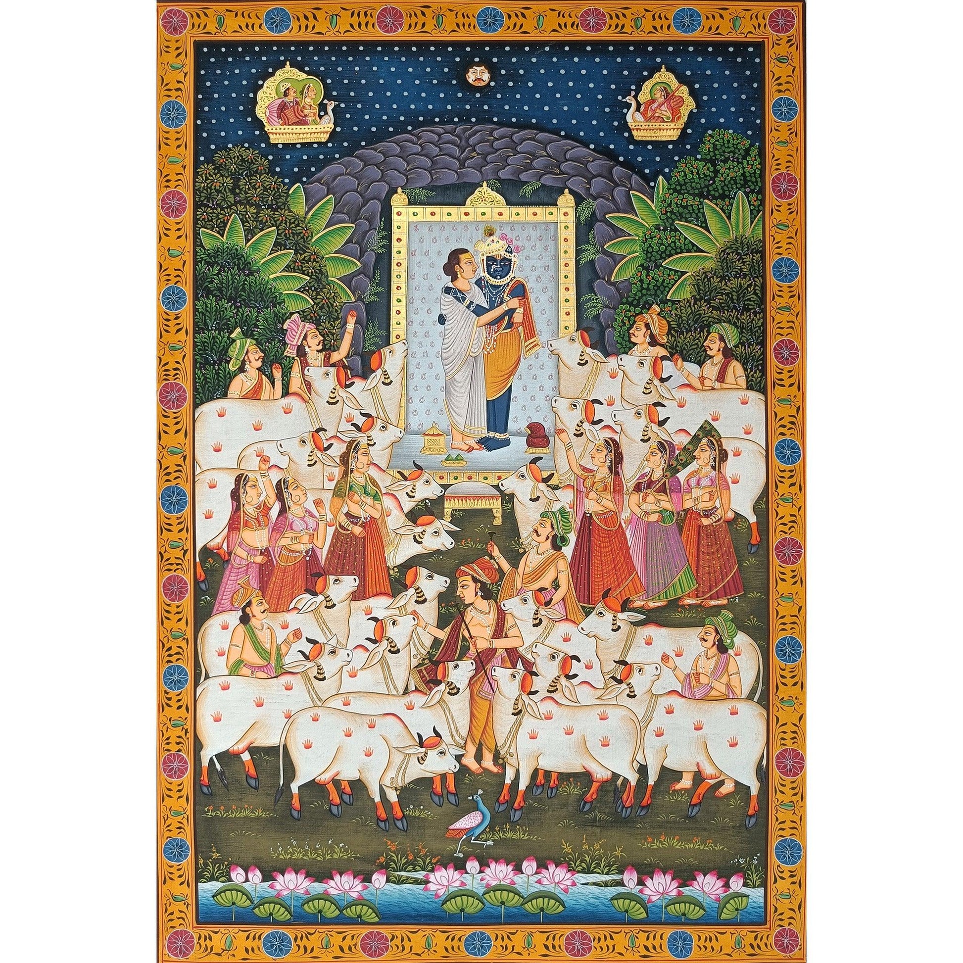 Shrinathji And Vallabhacharyaji Pichwai - Artisanal India