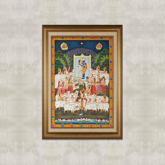 Shrinathji And Vallabhacharyaji Pichwai - Artisanal India