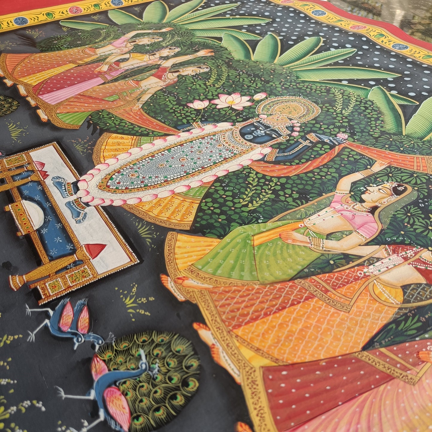 Shrinathji & Gopis – Moonlit Vrindavan Pichwai
