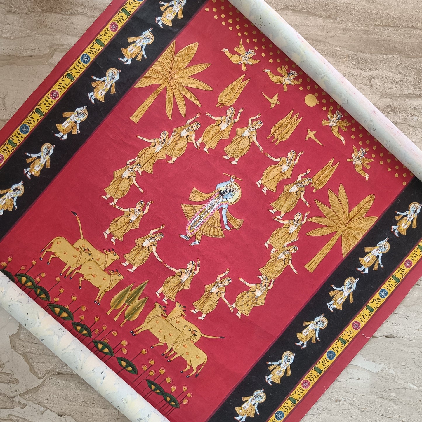Divine Krishna Raas Leela Pichwai Painting – Hand-Painted
