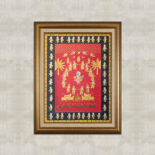 Divine Krishna Raas Leela Pichwai Painting – Hand-Painted