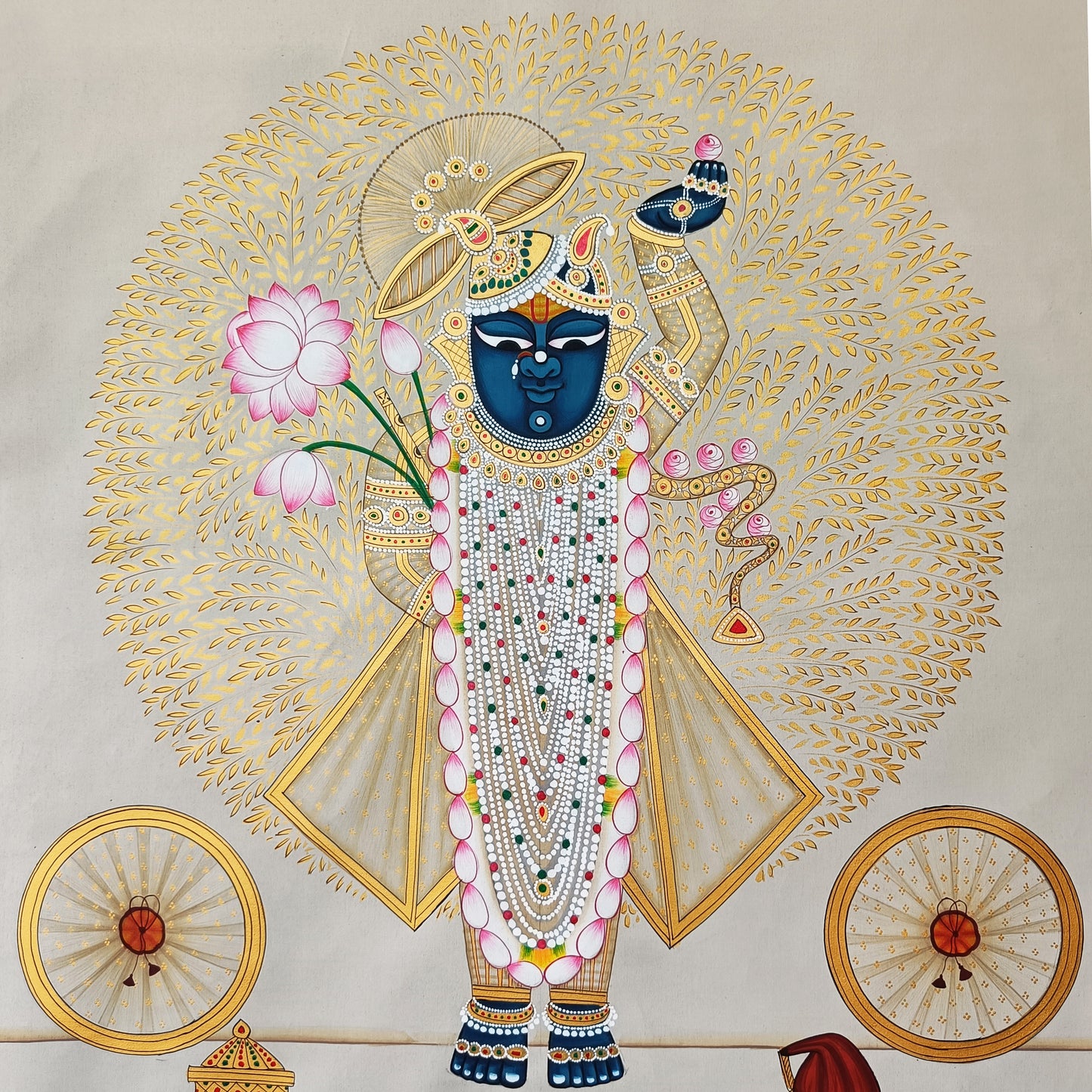 Shrinathji Tree Of Life In White and Gold - II