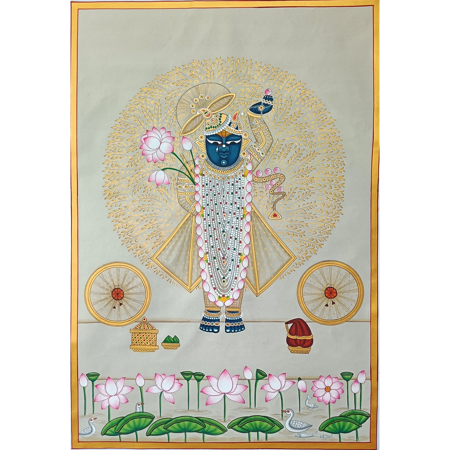 Shrinathji Tree Of Life In White and Gold - II