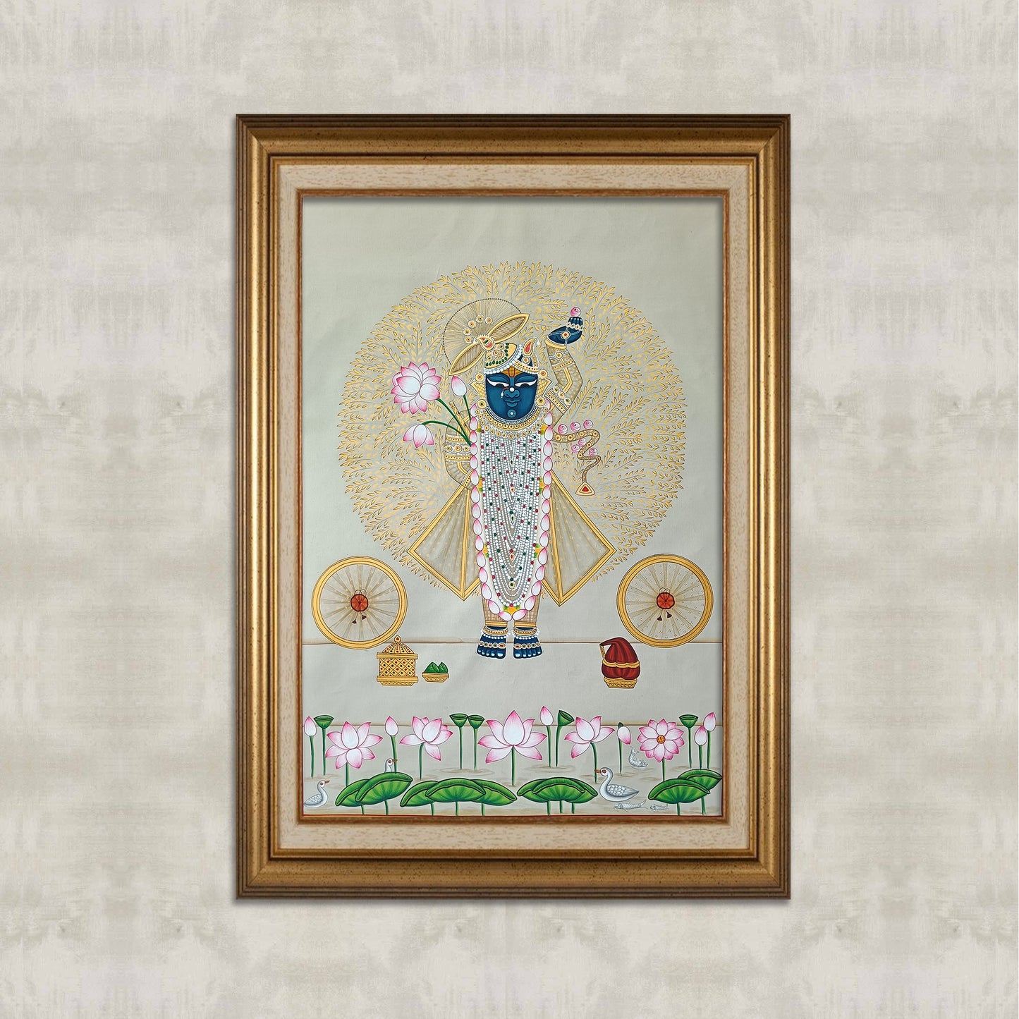 Shrinathji Tree Of Life In White and Gold - II