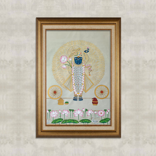 Shrinathji Tree Of Life In White and Gold - II