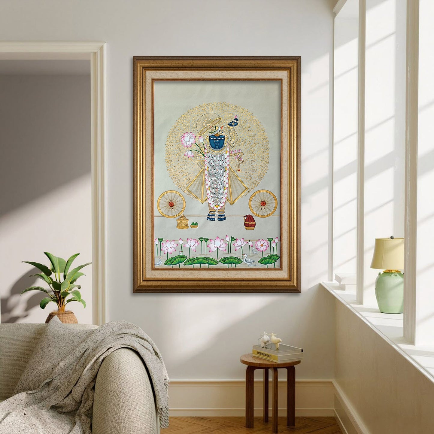 Shrinathji Tree Of Life In White and Gold - II